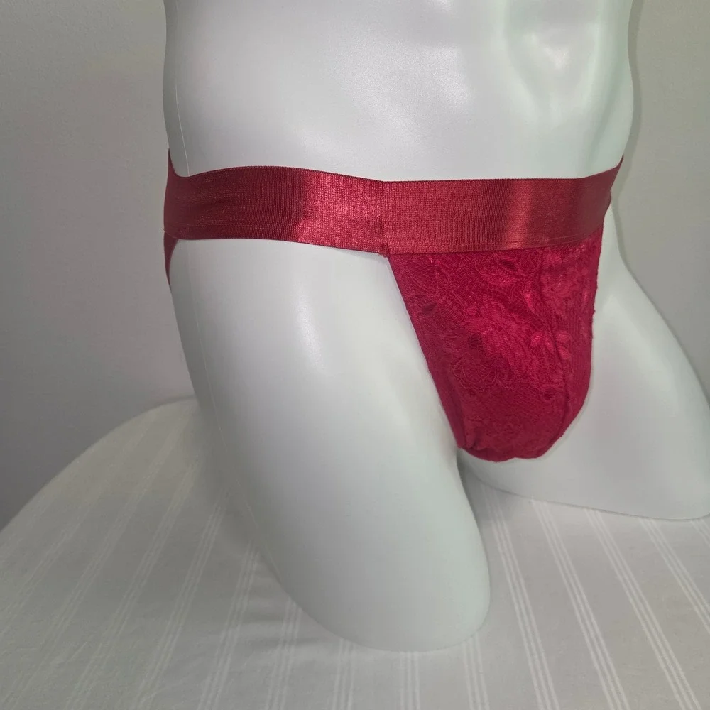 Cosabella Mens Red Floral Lace Jockstrap Underwear Strappy Pouch Lingerie
